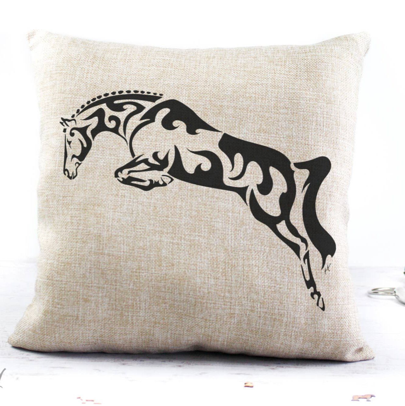 Stylish Hunter Jumper Horse Throw Pillow Cover