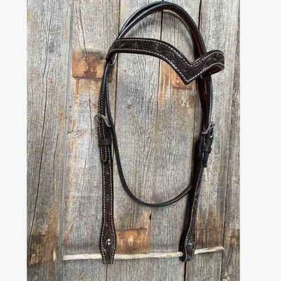 Rodeo Drive - Floral V Browband Dark Oil Headstall / Bridle