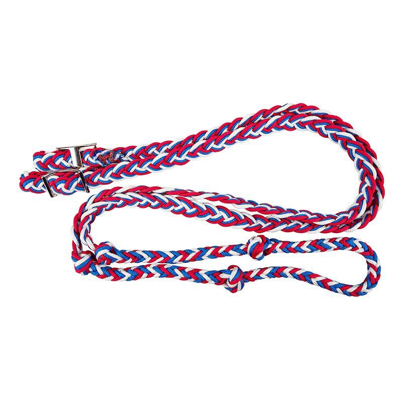 Braided Barrel Rein, Color: RWB