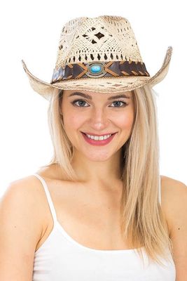 Turquoise Brown Band Concho Cowboy Hat