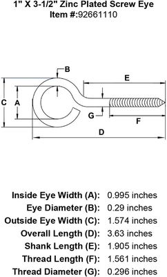 Zinc Plated Lag Eye Bolts
