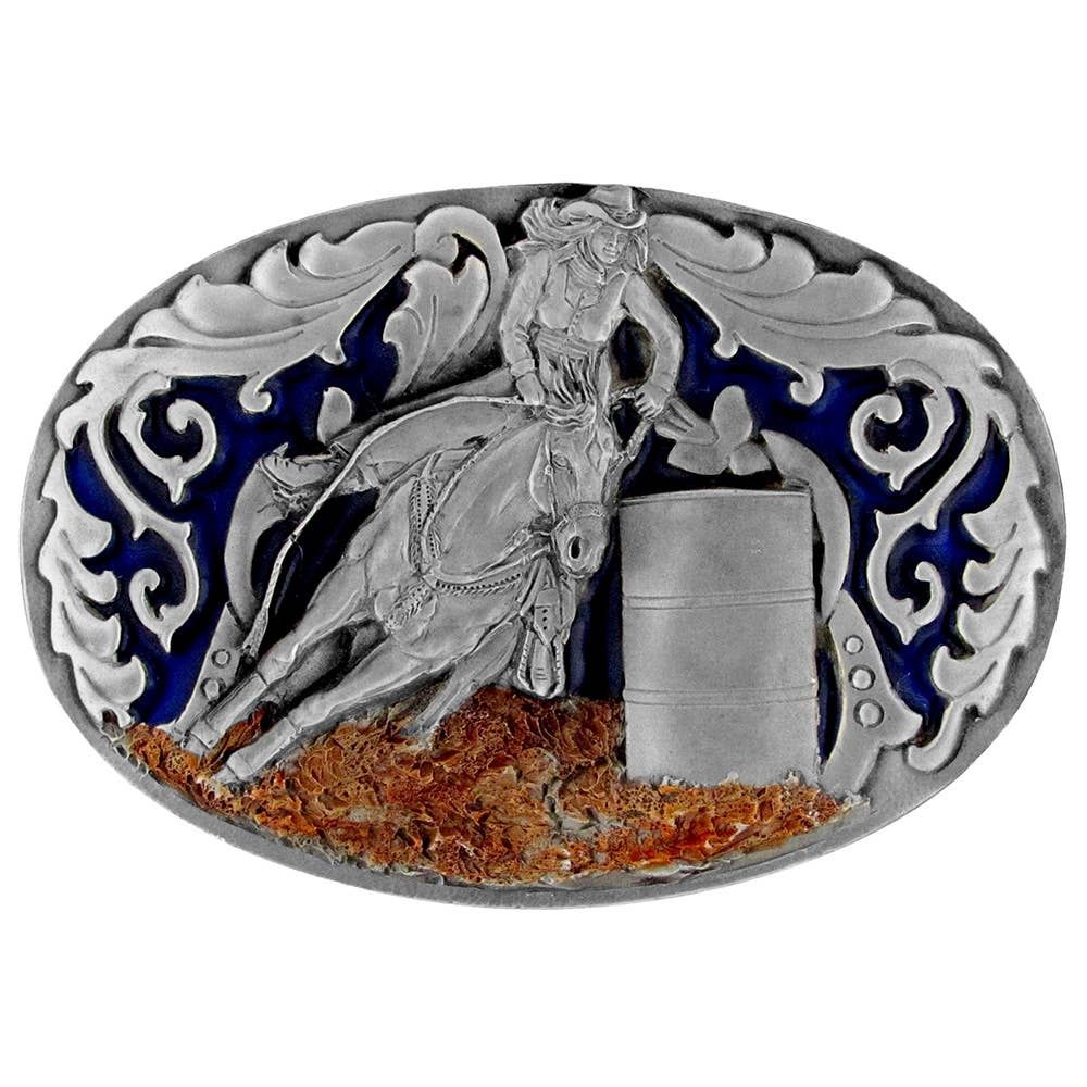 WE Barrel Racer Belt Buckle w/ Enamel Finish