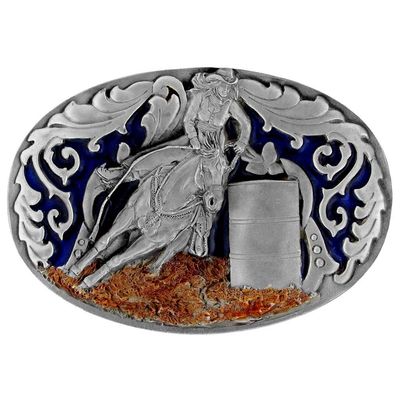 WE Barrel Racer Belt Buckle w/ Enamel Finish