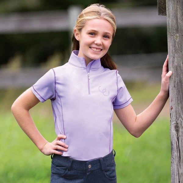 EquiStar™ Children's Performance Top - Short Sleeve, Color: Violet, Size: Small