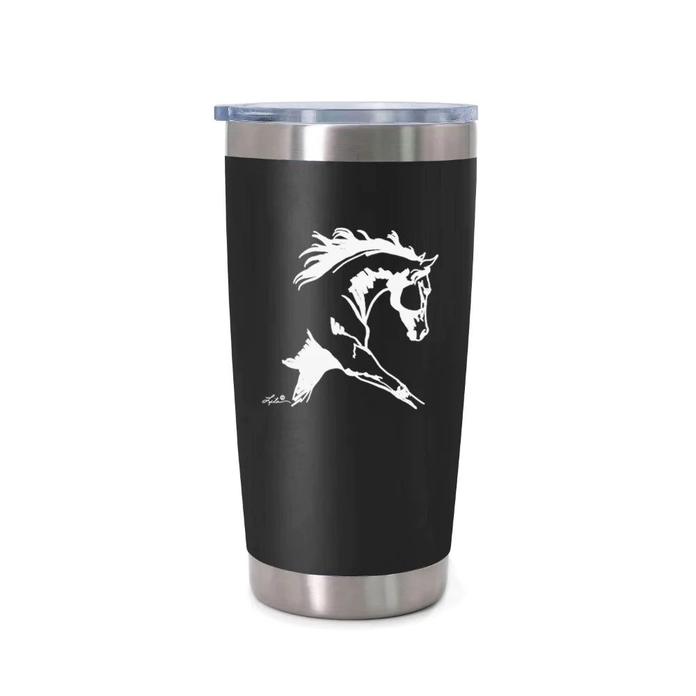 20 oz SS Wine Tumbler W/ Lid, Color: BLACK, Size: 20 oz