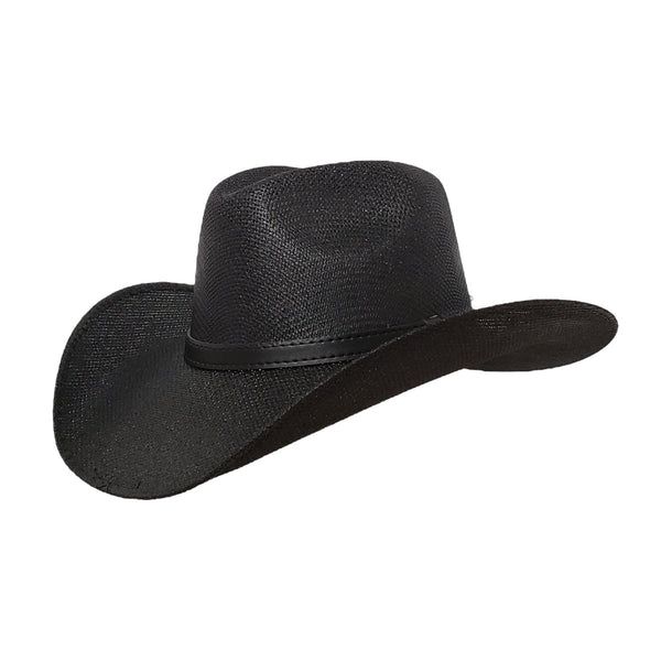 CBT Black Straw Canvas Cowboy Hat, Color: BLK, Size: L - 7-3/8 to 7-1/2