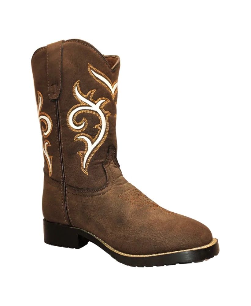 Children's Carlsbad Square Toe Western Boot, Color: Brown, Size: 1