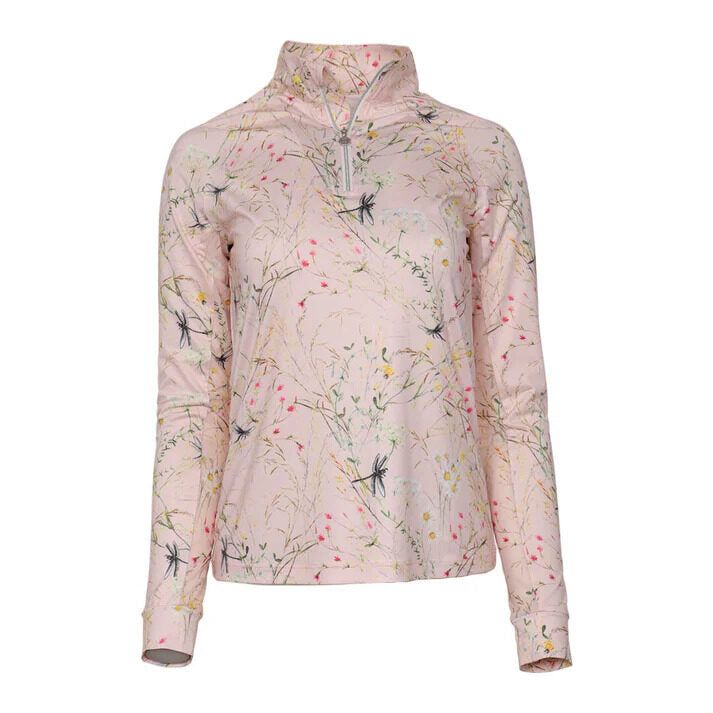 Dragonfly Meadow 1/4 Zip LS Riding Top, Color: Light Pink, Size: XXS