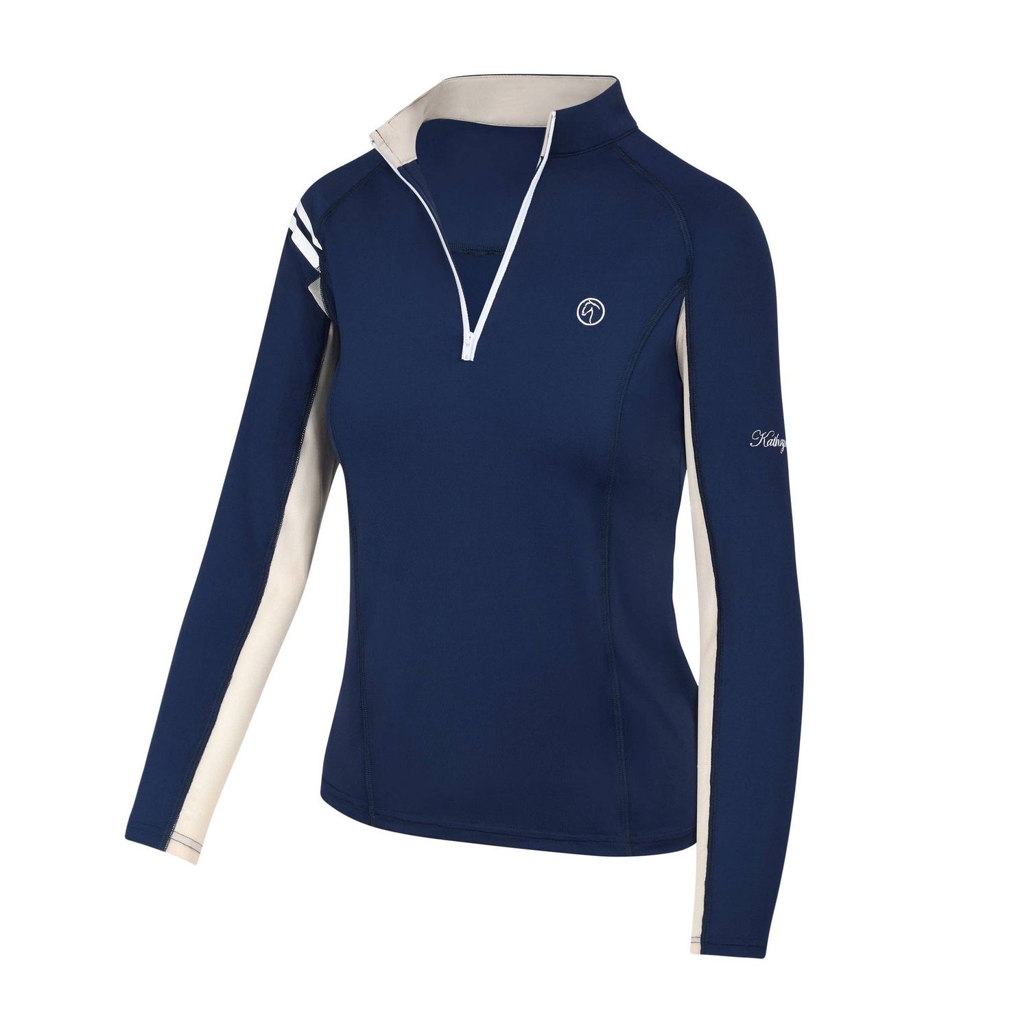 KL Equestrian Sun Shirt Navy/Tan, Size: Adult L