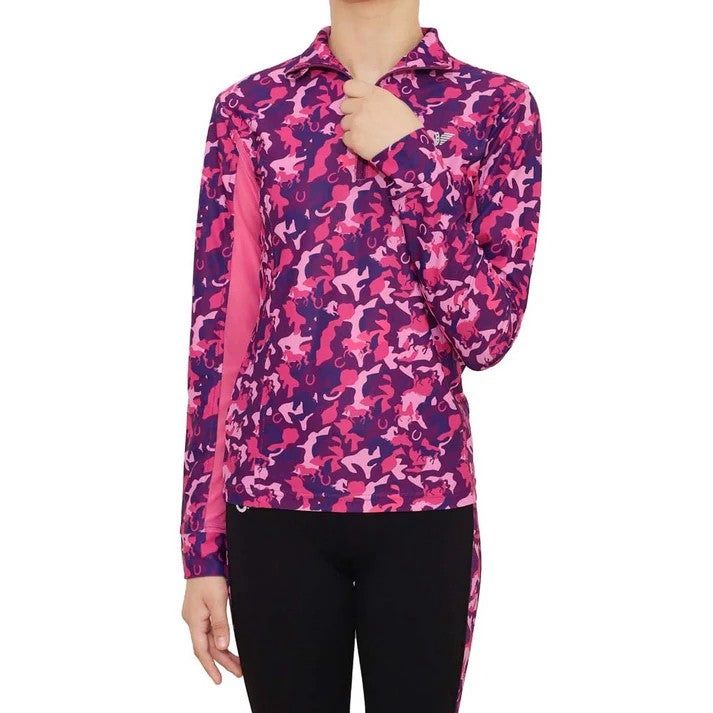 Children's Camo Print Sport Shirt, Color: purple, Size: XS