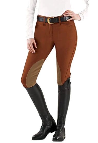 Custom Riding Apparel Ladies 2-Way Stretch Side Zip Breeches, Color: Rust, Size: 32R