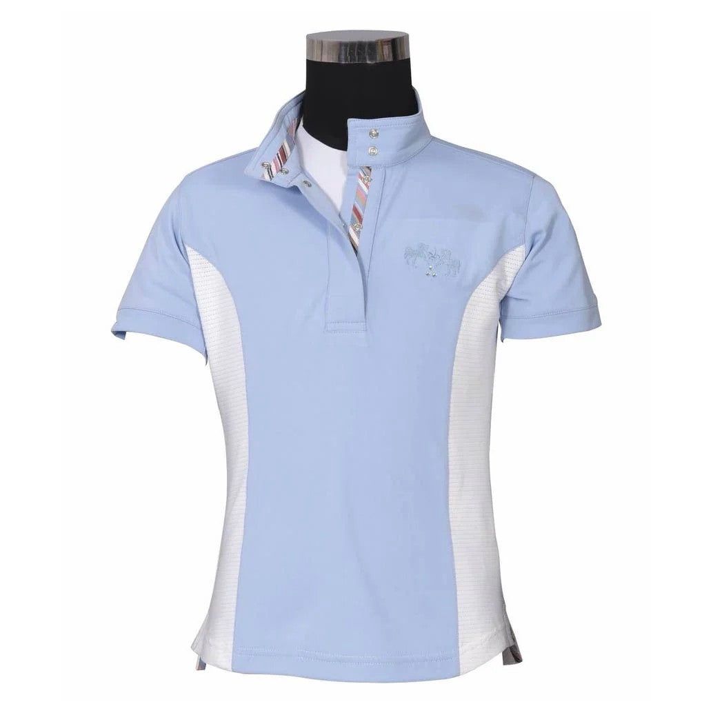 Equine Couture Children's Cara Short Sleeve Show Shirt, Color: kl-baby-blue, Size: S