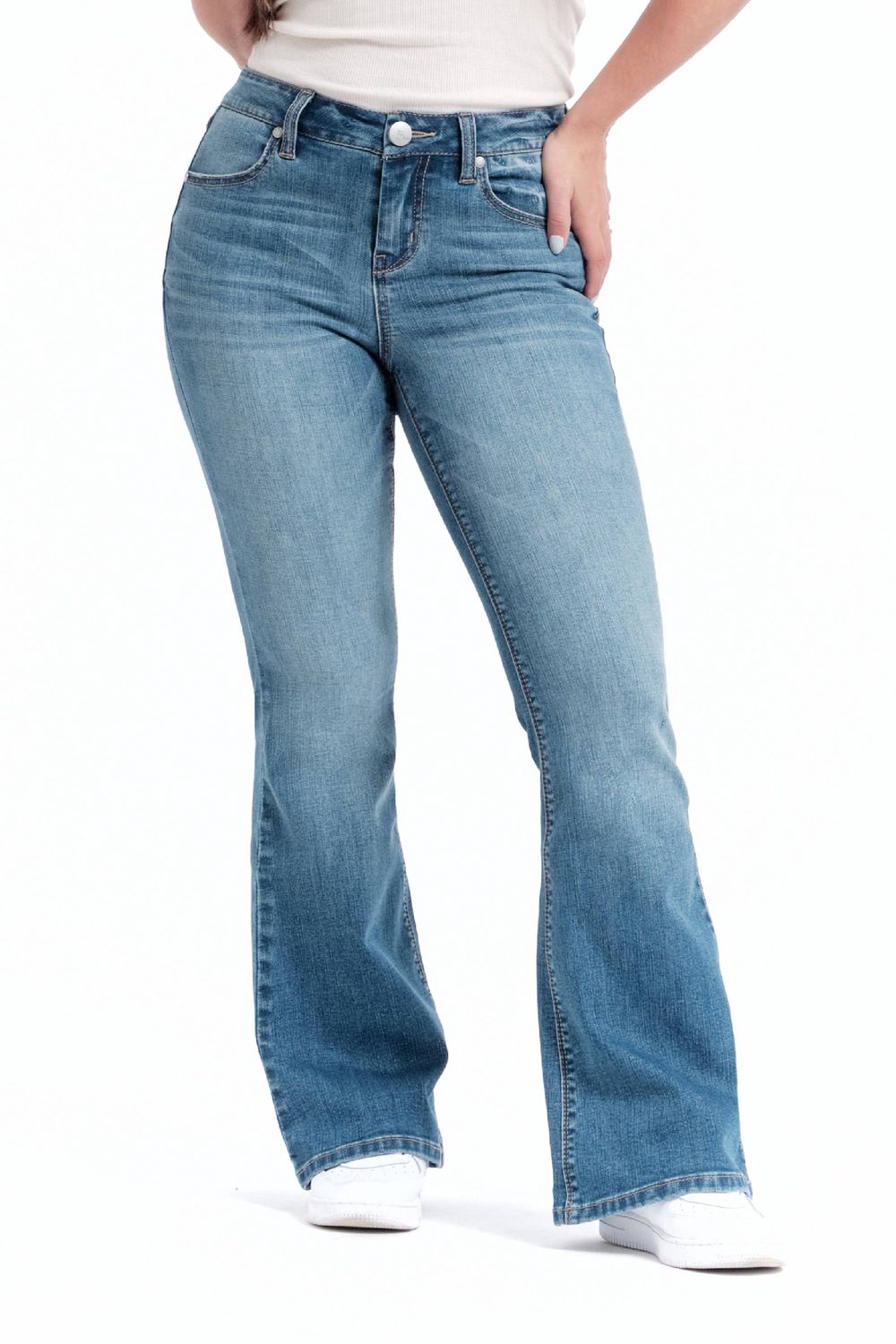 1822 Denim - Petite 29" Vintage Mid-Rise Flare Jeans, Size: 0P/25P