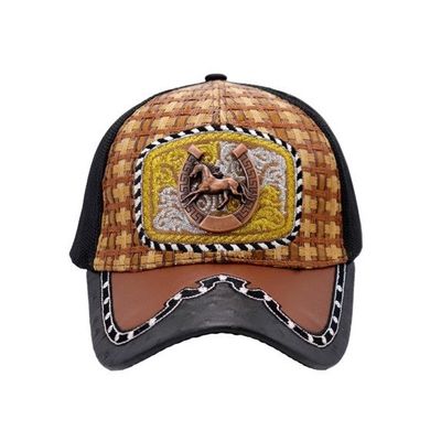 Bronzed Emblem Ostr Leather Charro Cap