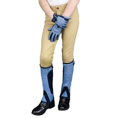 Children's Air Mesh Half Chap and Glove Set, COLORS: light-blue, Size: XS