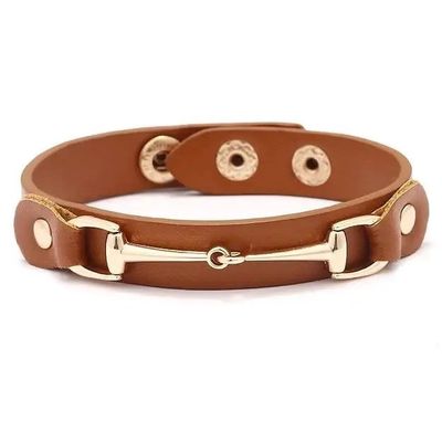 Vegan Leather Gold Snaffle Bit Bracelet