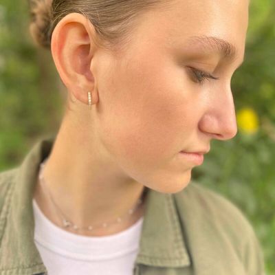 Horseshoe Hinge Earrings CZ Stones