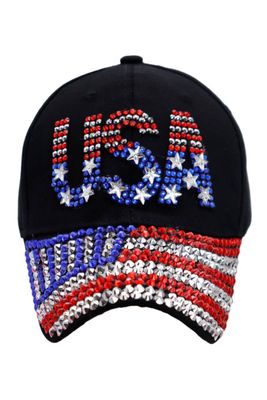 American Flag Bling Rhinestone Baseball Cap