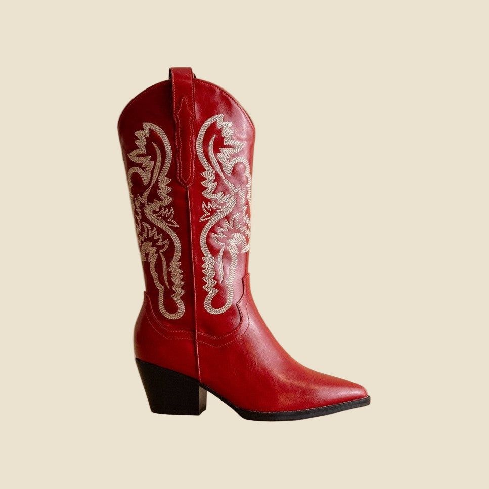 Amaya Cherry Classic Western Boot, Color: CHERRY, Size: 6