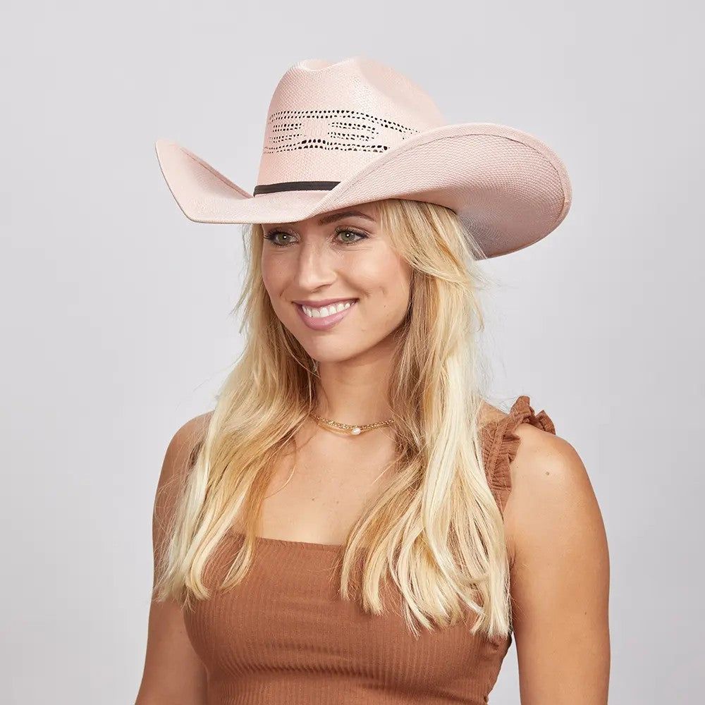 Chelsea Straw Cowgirl Hat, Color: pink-1, Size: S/M