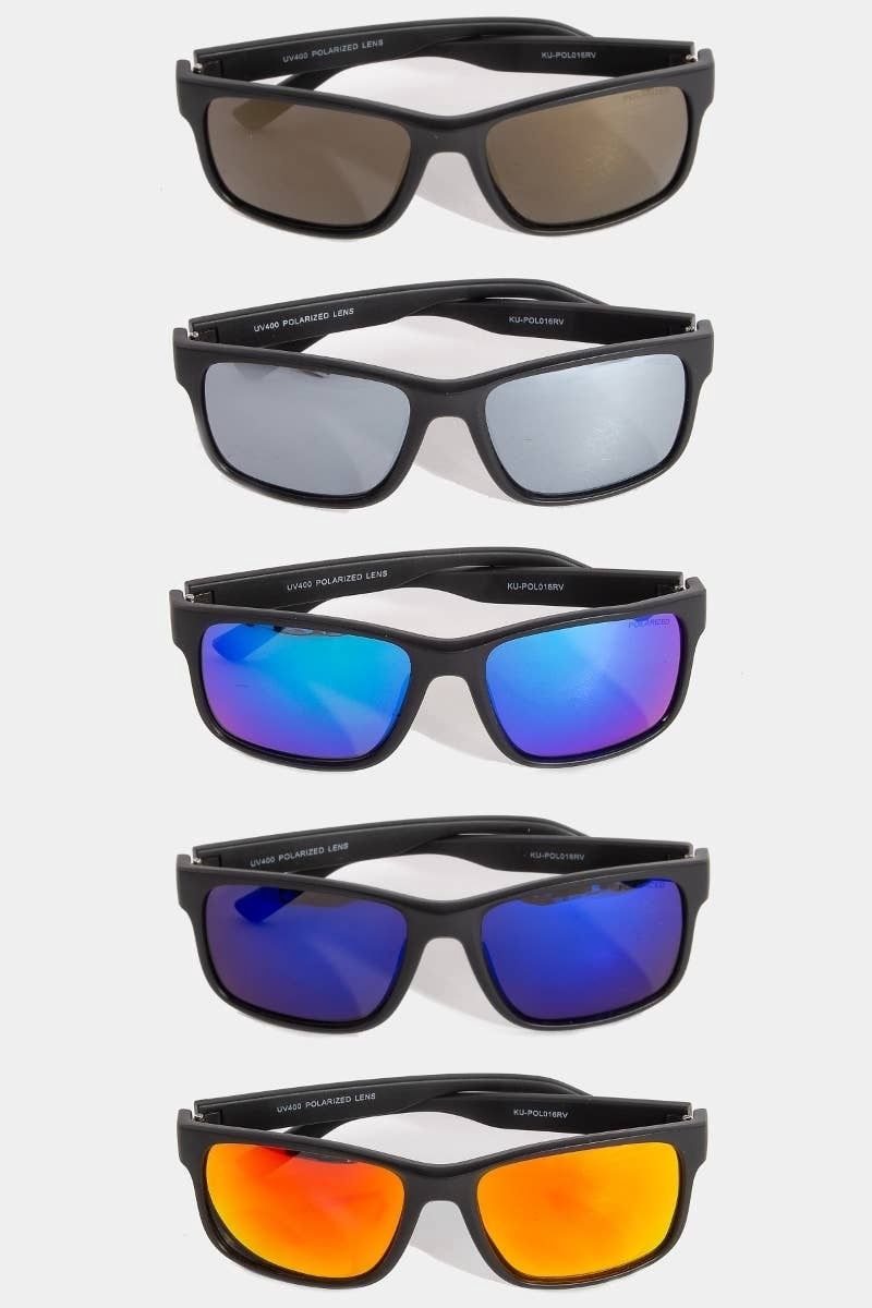 Curved Matte Frame Polarized Square Sunglasses