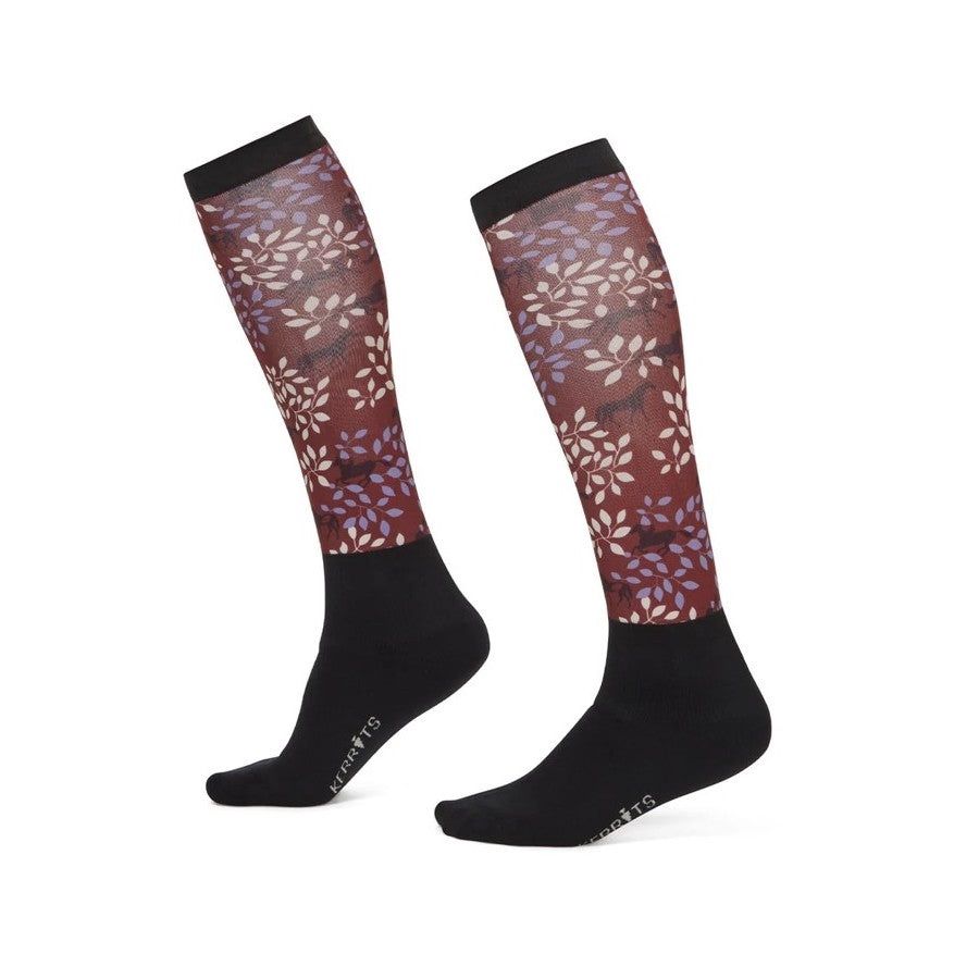 Dual Zone Equestrian Boot Socks, Color: Amberspice Branching Out, Size: o-s