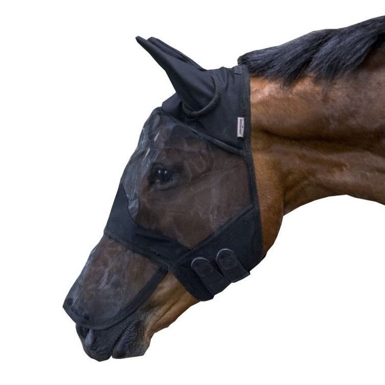 Defender® Comfort Long Nose Fly Mask with Ears, Color: Black, Size: Cob