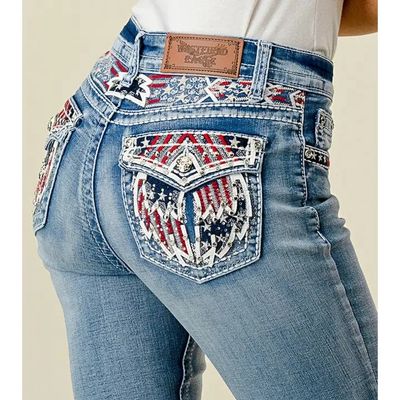 320 Flare Embroidered Stretchy Women's Bling Jeans