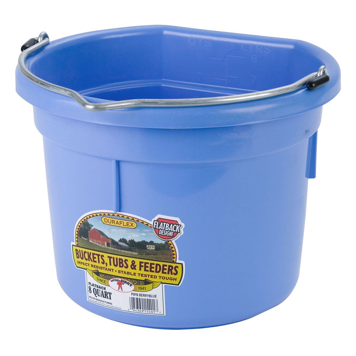 Plastic Flatback Bucket, Color: BBLU, Size: 8 qt