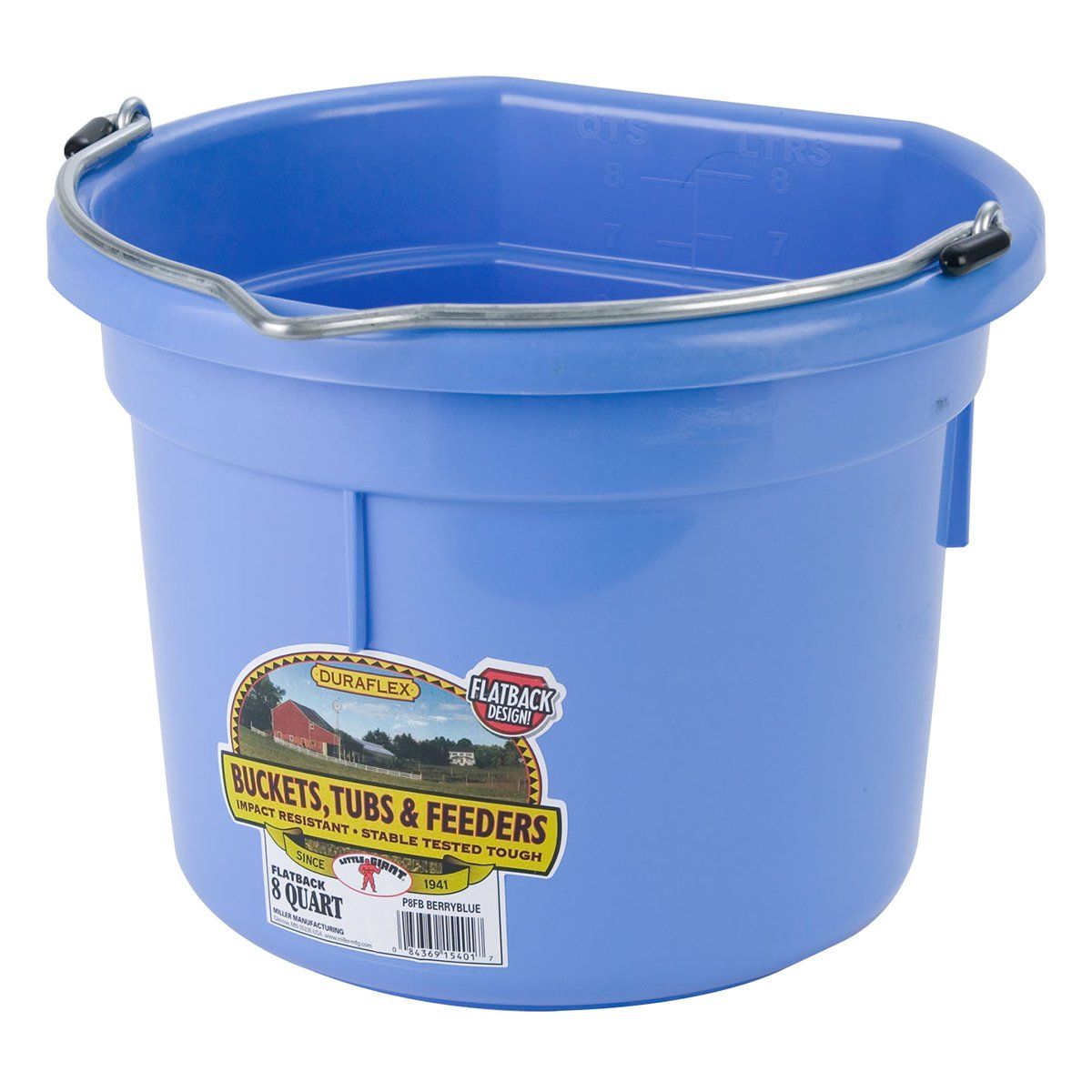 Plastic Flatback Bucket, Color: BBLU, Size: 8 qt