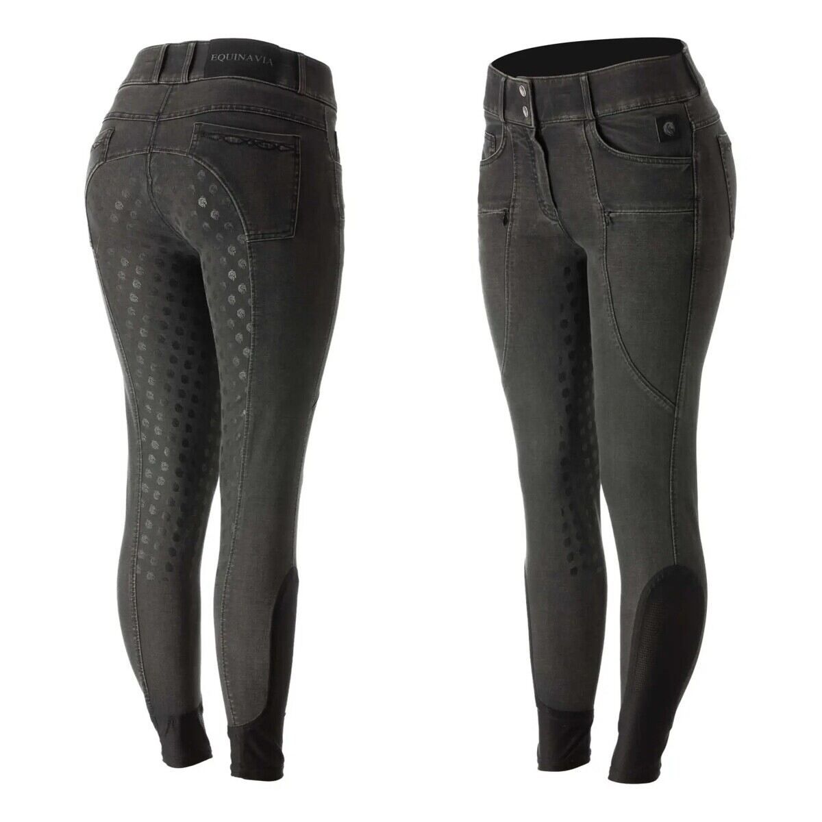 Helena Women's Denim Full Seat Breeches, Color: BLK, Size: 22