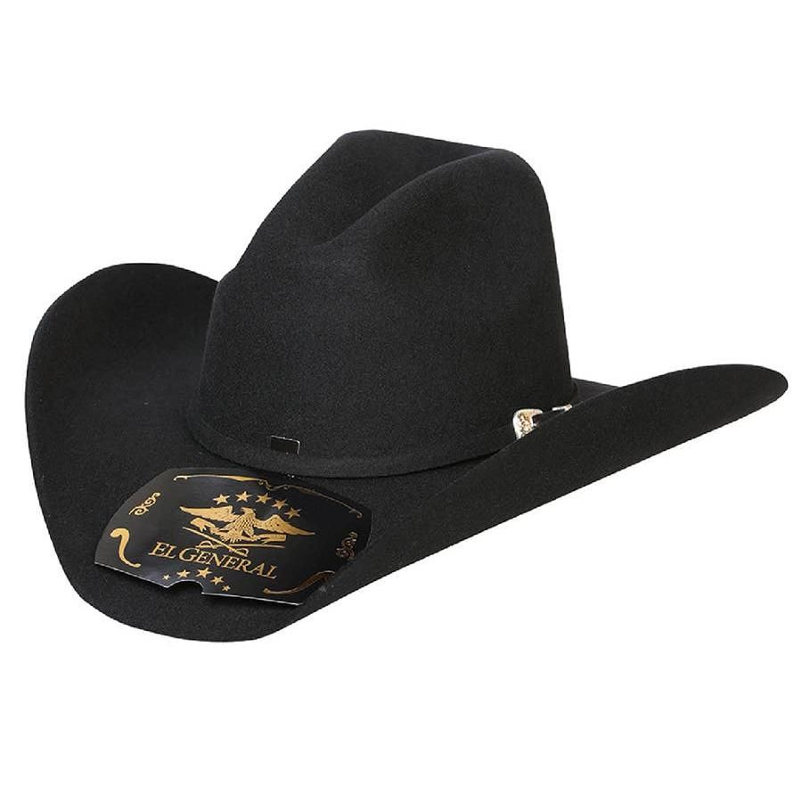 El General Western Wear - Black Western Cowboy Hat, Genero: CABALLERO, Talla: 57 / 7 ⅛