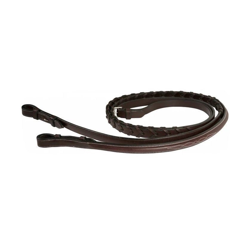 Gatsby Fancy Raised Laced Reins, Color: havana, Size: 5/8" X-Long