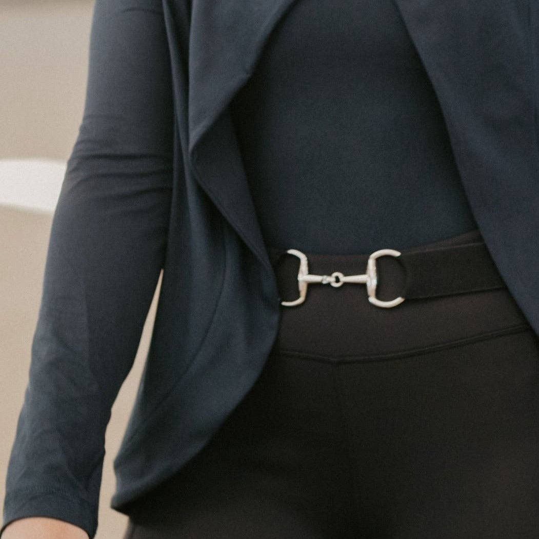 Equestrian Elastic Snaffle Bit Belt, Color: Black, Size: O/S