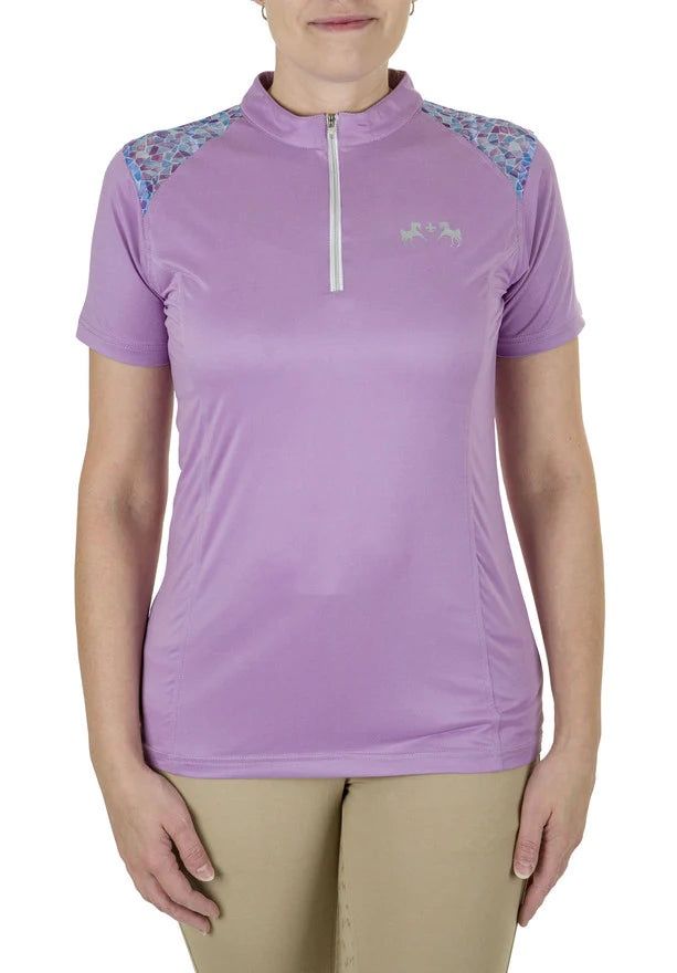 Equine Couture™ Women Daisy Printed Smyrna Sport Shirt, Color: Dusty Purple/Mosaic, Size: XS