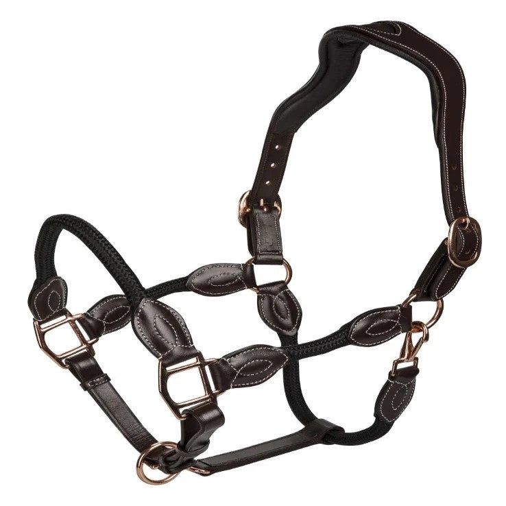 HDR Leather Rope Halter, COLORS: Havana Black, Size: Cob