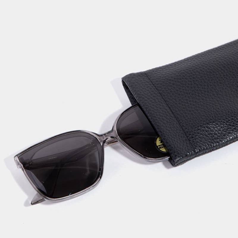 Faux Leather Sunglasses Sleeve, Color: Black
