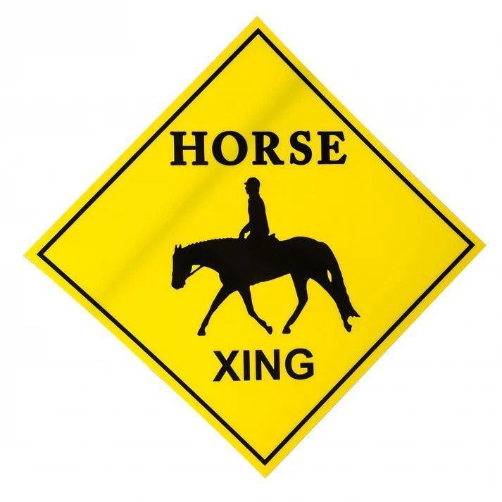 Gatsby Horse Crossing Sign, Color: yellow, Options: English