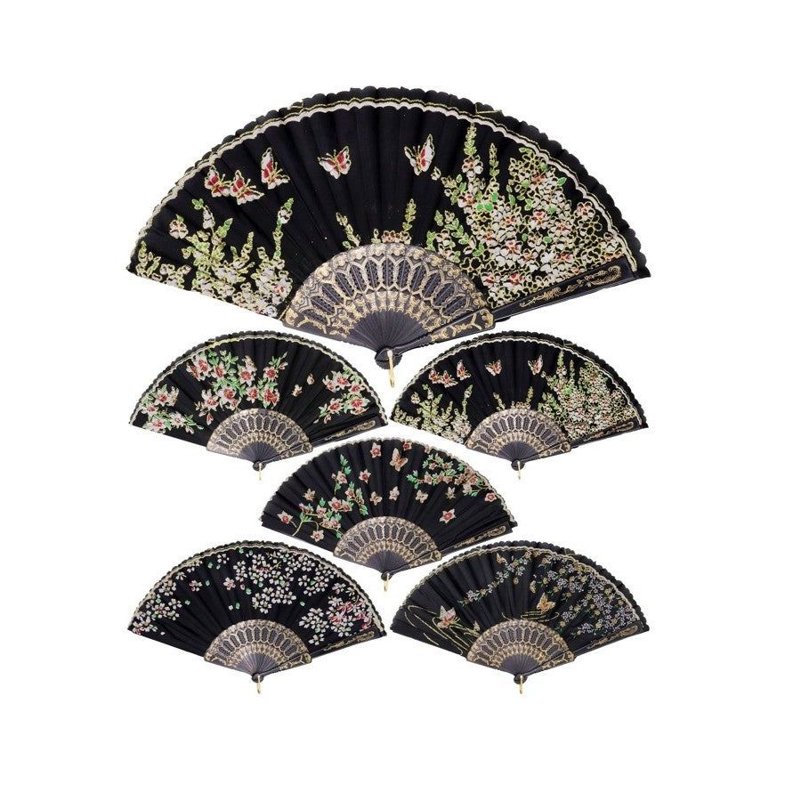 Hand-Held Folding Fan, Style Print: Butterfly Lily Floral