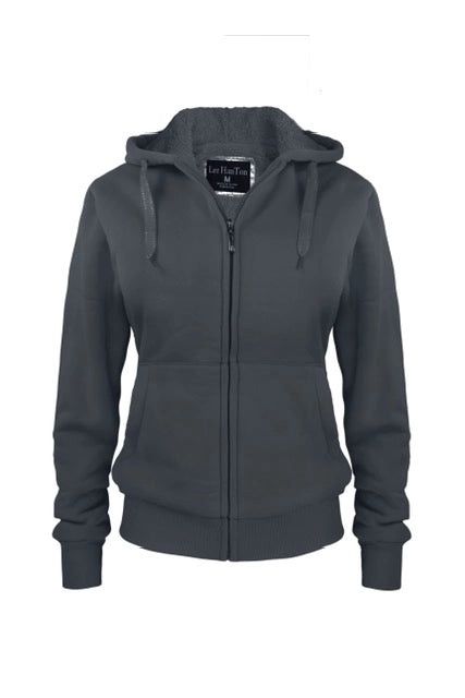 Generation XYZ Women's Cozy Sherpa Lined Zipper Sweatshirt, Color: Dark Grey, Size: S