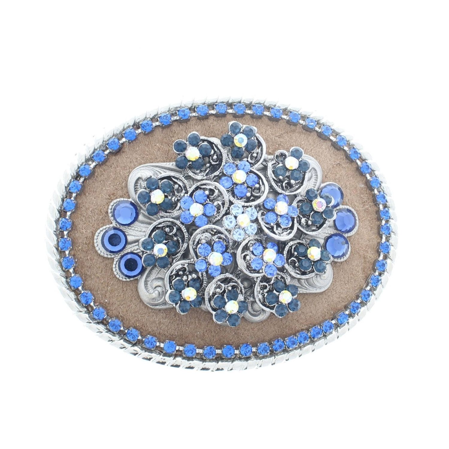 Colored Crystal Belt Buckle, Options: Blue Crystals