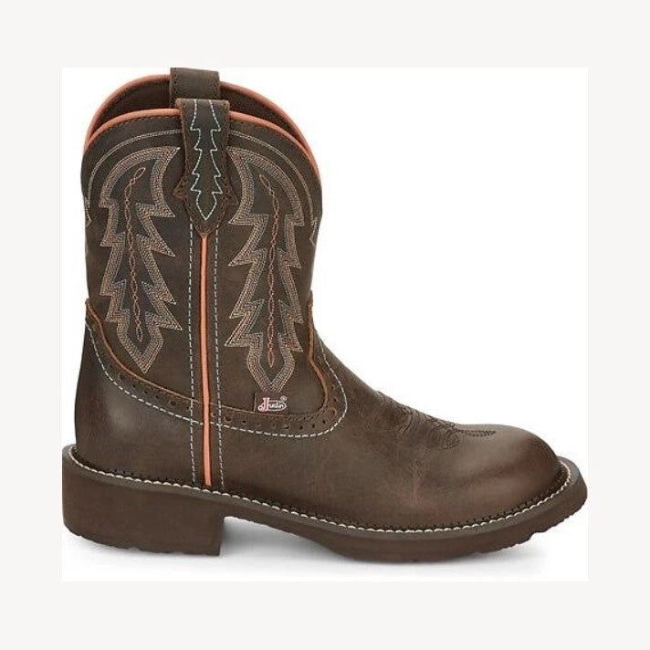 JG Women's Lyla Round Toe Western Boot, Color: bay-brown, Size: 6.5