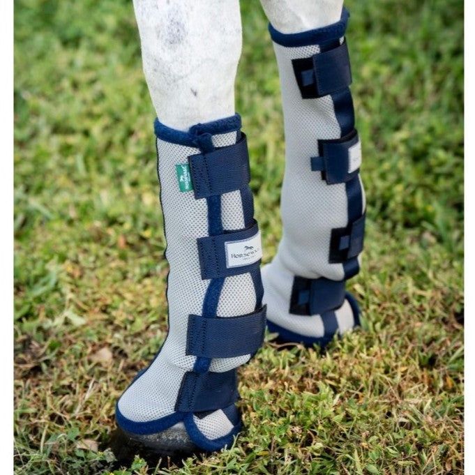 Horseware® Fly Boots - Set of 2, Color: silver-navy, Size: Cob