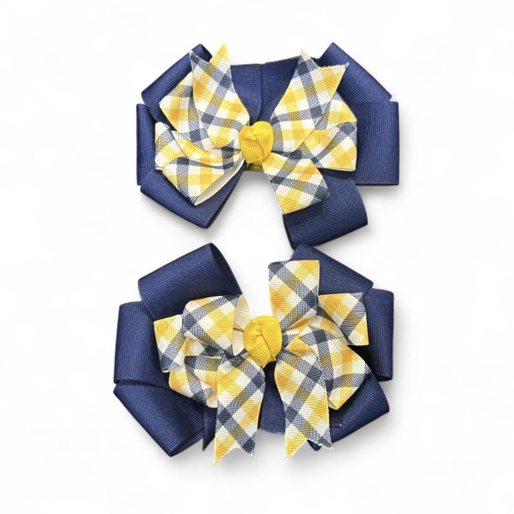Show Bows, Choose Style: NVY/YEL