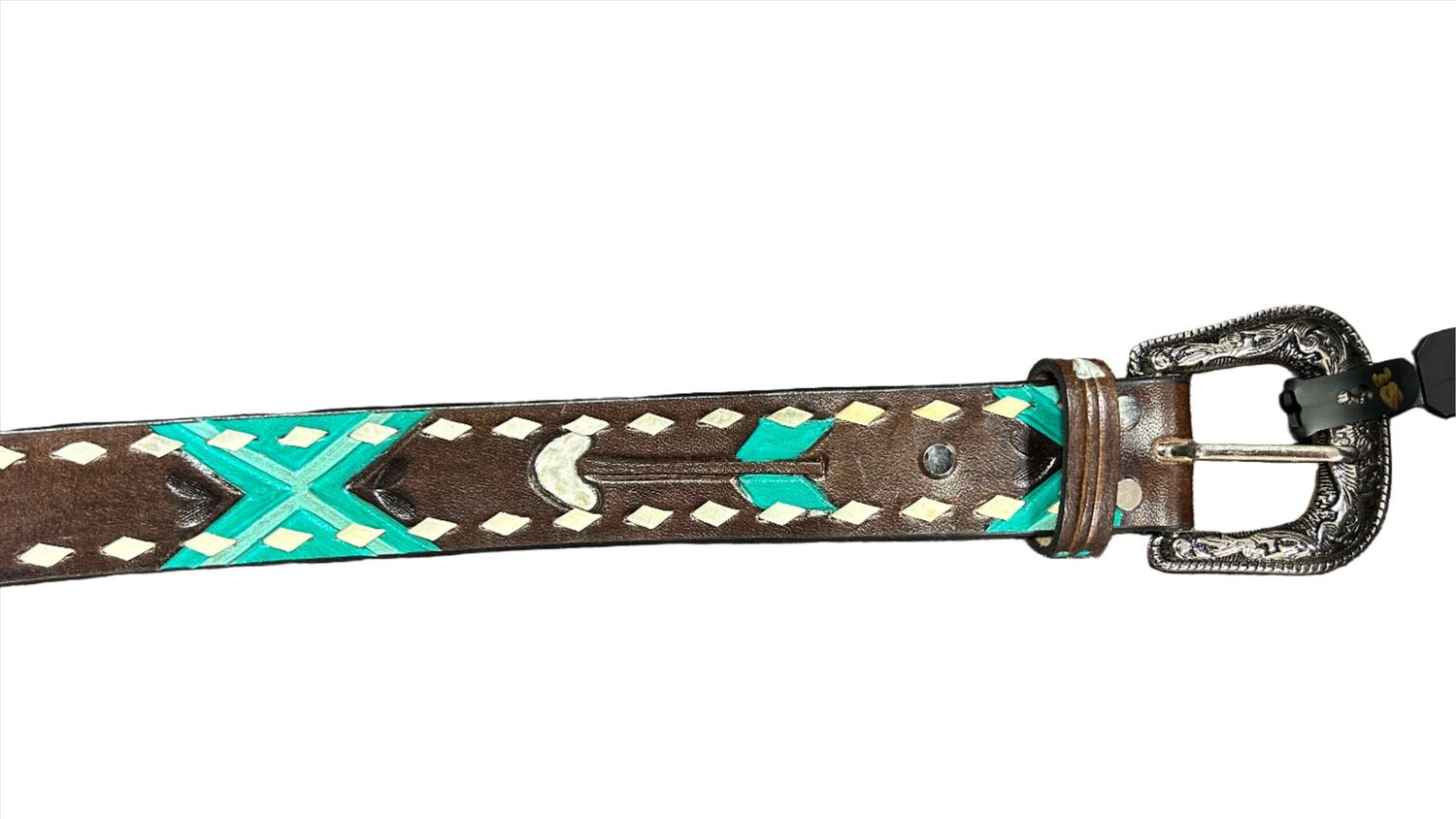 HorseHairz Equestrian Belts, COLORS: Brown/Teal, Size: 90/34