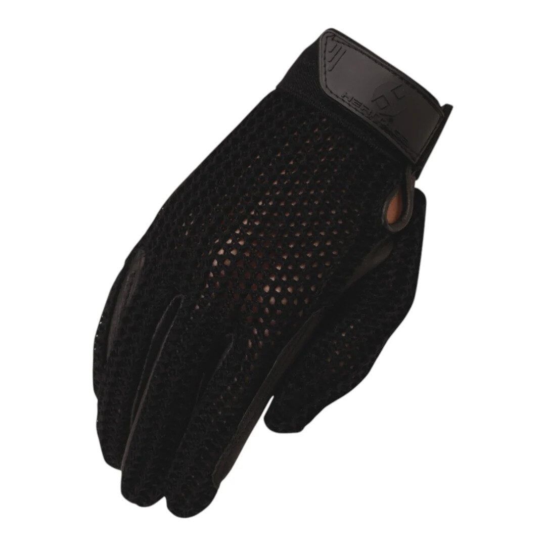 Heritage Crochet Riding Glove, Color: BLK, Size: 6