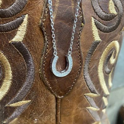 Horseshoe Necklace w/ Faux Diamonds