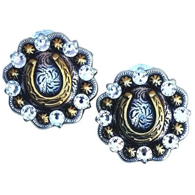 JRO Horseshoe Swarovski Post Earrings