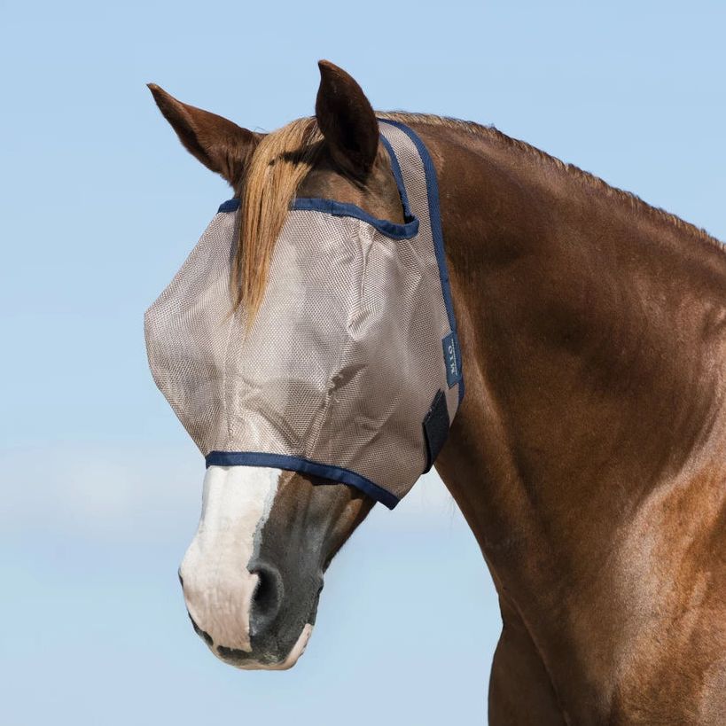 Horseware® Mio Flymask Without Ears, Color: Lunar Rock / Navy, Size: Cob