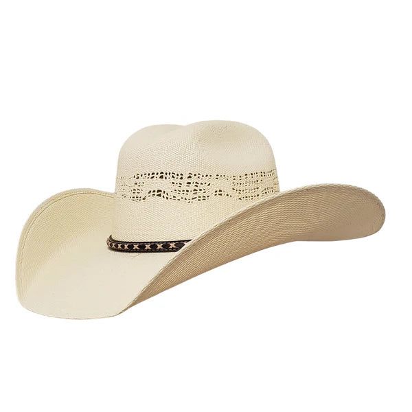 Straw Bangora Cowboy Hat, Color: Ivory, Size: 2XL Fits 7-7/8 to 8